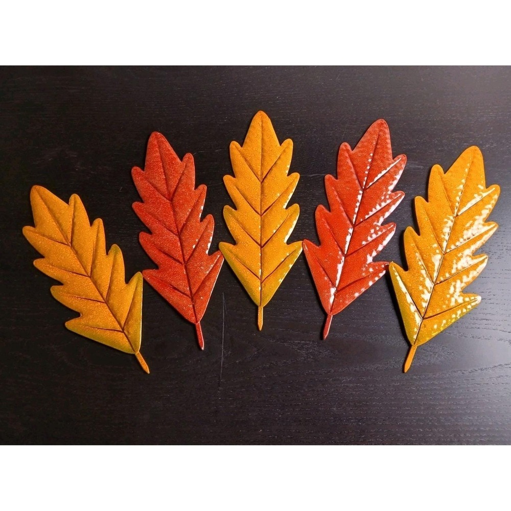Metal 12' Leaves 6Pcs Leaves Autumn Decor Indoor/outdoor 4' Wide 2oz Each #1531